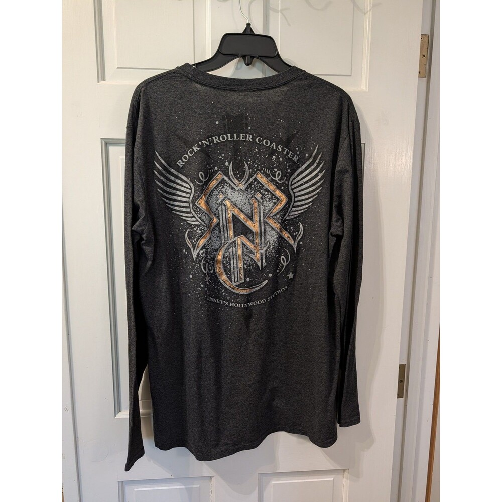 Disney Parks Rock n Roller Coaster Shirt XL Gray Long Sleeve Guitar
